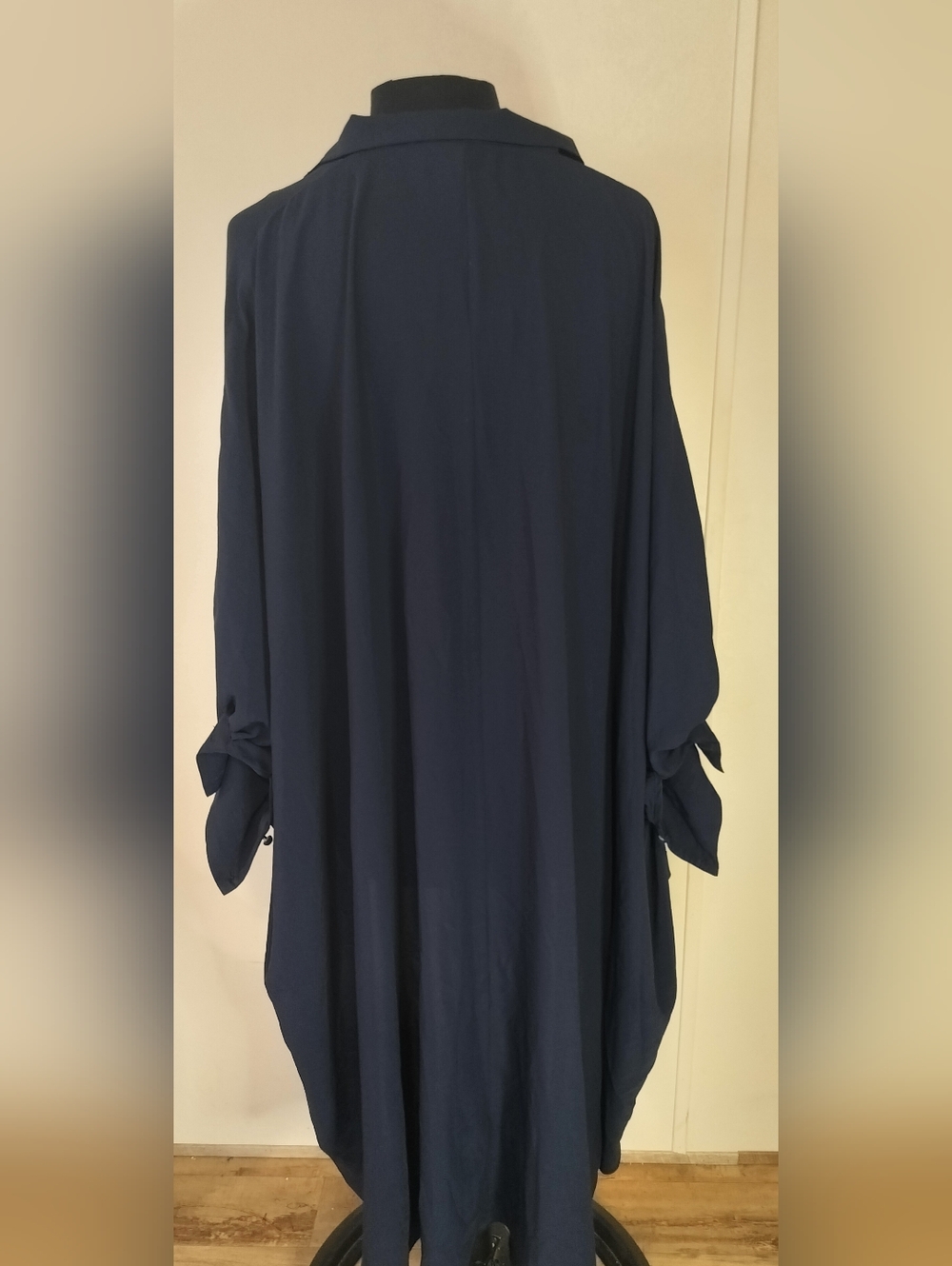 Gracia Navy Draped V-Neck Blouse - Picture 2 of 5